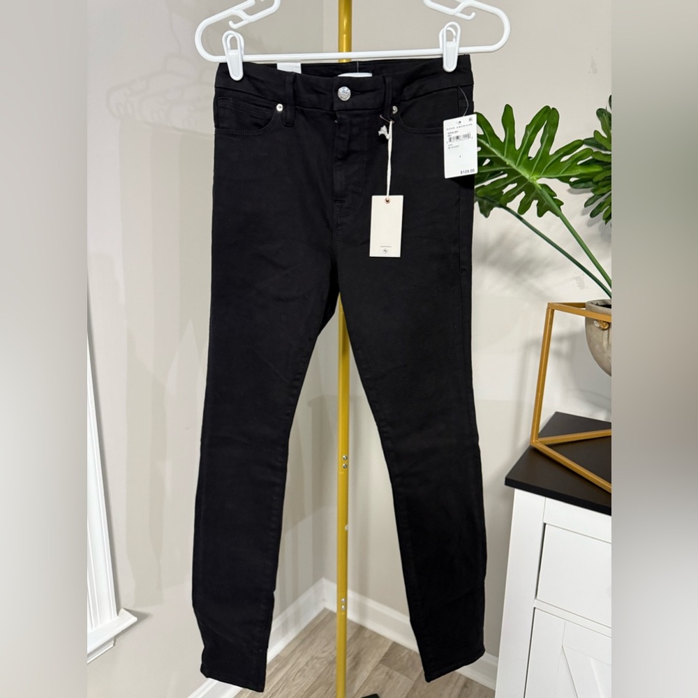 NWT Good American Good Leg Black Skinny Jeans Size:4/27